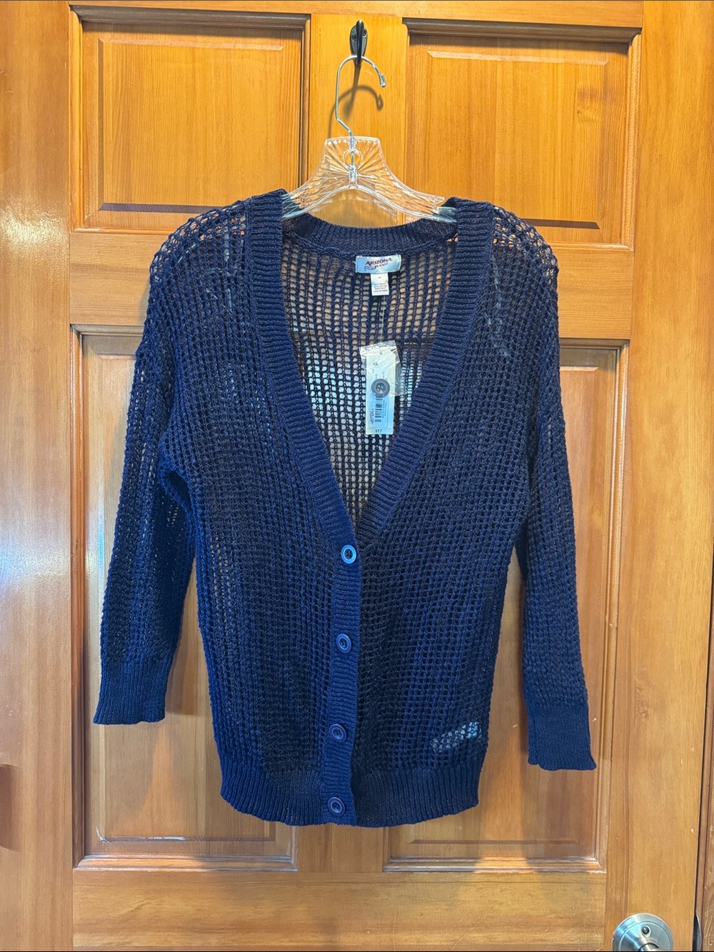 NWT Arizona Navy Open-Knit Button Cardigan Sweater Size Medium